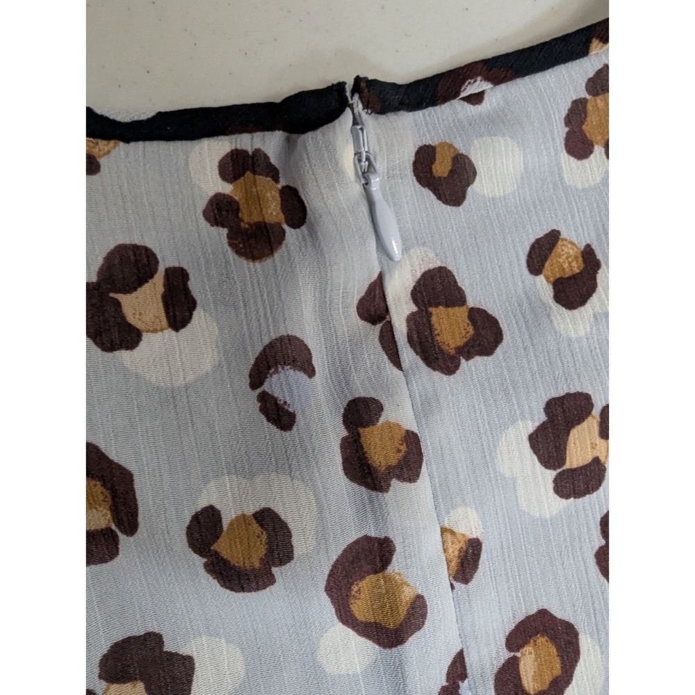 Ann Taylor 6P Blue Leopard Print Tiered Prairie Midi Dress Flutter Sleeve Lined - Picture 13 of 13